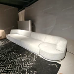 Modern Curved Modular Sofa with 360° Rotatable End Modules & Premium Textured Fabric